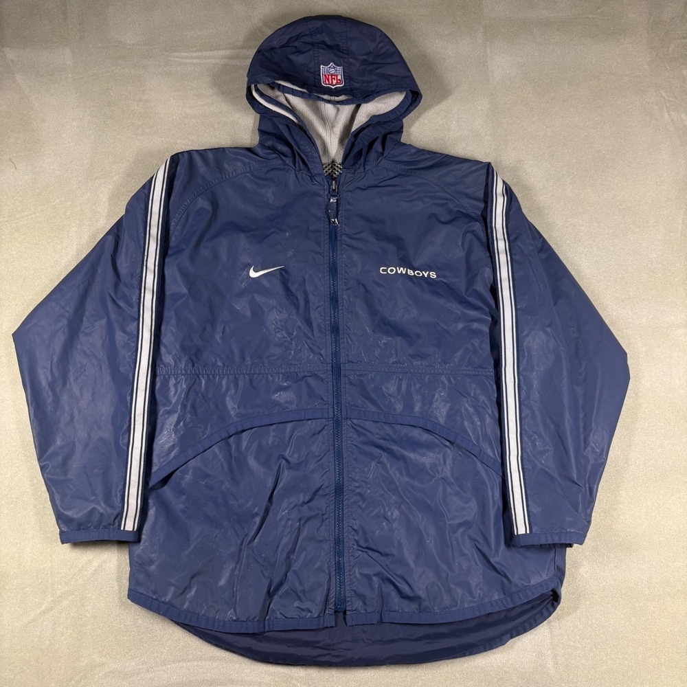Vintage Nike NFL Pro Line Dallas Cowboys Windbreaker Jacket Navy Blue Mens L